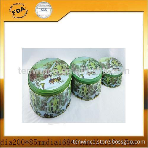 Wholesale Round Storage Tin Box/Cookies Tin Box/ Hot Sell Printed Gifts Metal Cans